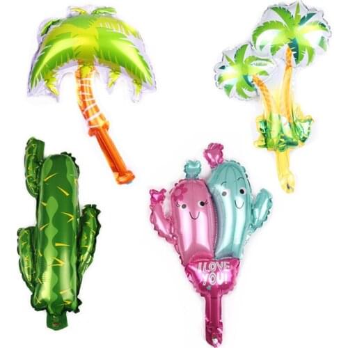 New cactus balloon green desert plant global tropic heart aluminum foil Balloons Birthday Party pink decorations toys