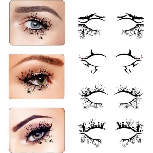 Women Temporary Eye Tattoo Face Waterproof Fake Tatto Party Halloween Face Tattoo Eye Art Eyeliner Eyeshadow Sticker Eyes Makeup