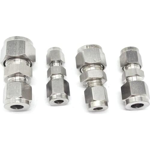 Fit Tube O/D 3-16mm 1/8" 1/4" 3/8" 1/2" 304 Stainless Reducer Sleeve Ferrule Pneumatic Air Connector Adapter For Hard Tube