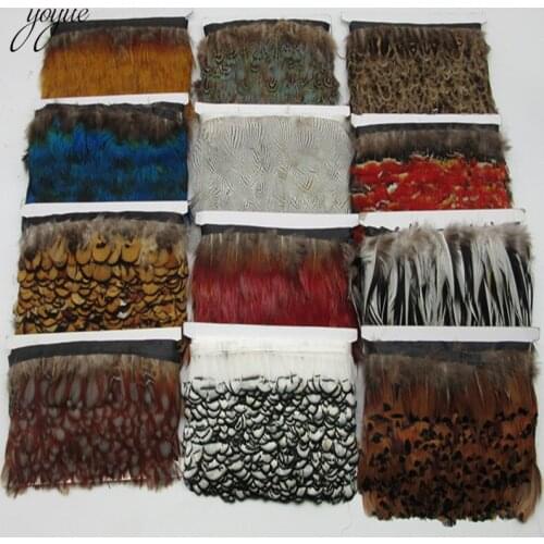 YOYUE High Quality 10 Yards Natural Pheasant Feather Ribbon Feathers Trim Fringe Clothing Accessories Wedding
