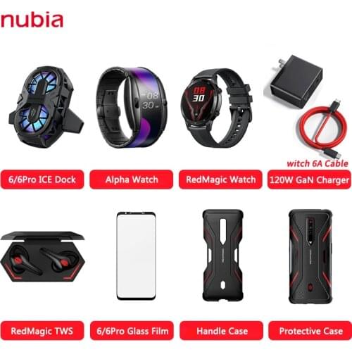 Original Nubia RedMagic 6 Accessories for Glass Film PD charger Handle Protection Case Protection Case RedMagic 6 Pro Accessori