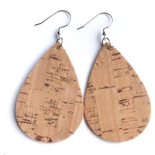 Hot Sale Vintage corkwood Earrings for Women Double Side Teardrop Earrings Jewelry Accessories Girl Gifts