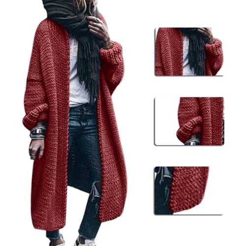 Ladies Elegant Long Knitted Cardigan Coat Spring Autumn Women Casual Loose Long Sleeve Solid Color Sweater Jacket Plus Size 5XL