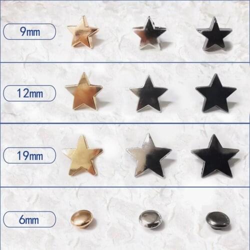 10pcs /Lot 19mm Alloy DIY Flat Five Pointed Star Rivet Cap Gun Black Leather Craft Apparel Shoes Bags And Decorative Accessories