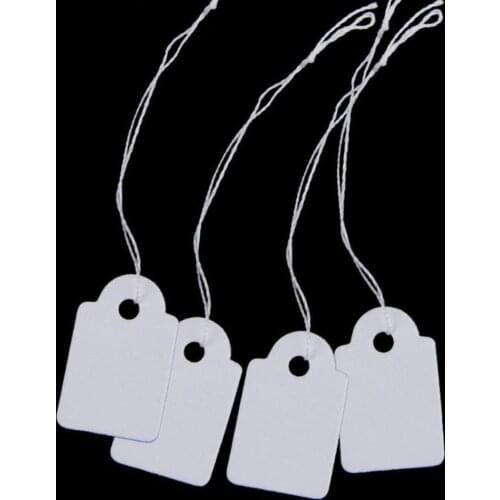 100 Pieces White Blank Tags with String, Marking Strung Tags Writable Price