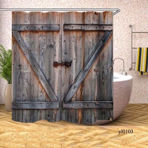 3D Wooden Door Shower Curtain Europe Waterproof Bath Curtains for Bathroom Bathtub Large Wide Bathing Cover Rideau De Bain