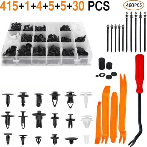 460PCS Car Retainer Clips Plastic Bumper Rivets 18 Nylon Car Door Panel Trim Clips Kit Fastener Remover for Toyota Honda GM Ford