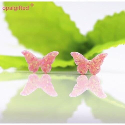5pcs/lot)In Stock 8.6*14.1mm Butterfly Opal Pendant Free Shipping Synthetic light pink Opal Butterfly with wholesale price