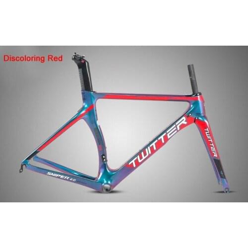 700C Road Bike 18k Carbon Frame Discolored Road Bicycle Racing Frame+Fork+Seatpost Cable Routing Internal C Brake F9X100 R9X130