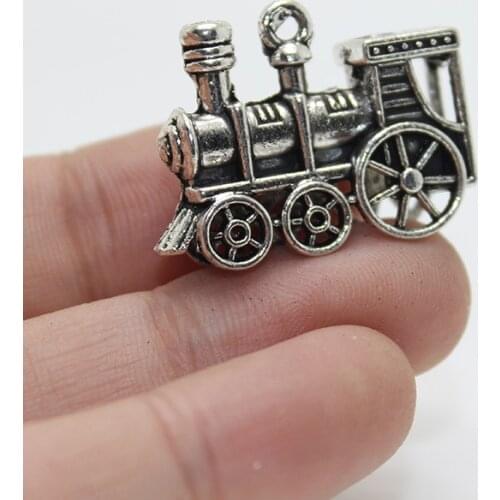 8pcs-- 21mm x 27mm x 8mm Antique Tibetan Silver Train Charms Stunning 3D Detail charms Pendant for jewelry making