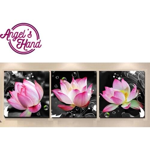 5d DIY Diamond Painting 3pcs lotus Cross Stitch Kits Full Diamond Mosaic Crystal Diamond Embroidery almaznaya Pattern Rhinestone