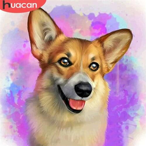 HUACAN Diamond Embroidery Painting Dog Full Square Diamond Mosaic Animal Picture Of Rhinestone Handicraft Home Decoration
