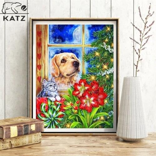 Christmas Day Diamond Painting Dog Embroidery Crossing Diy Mosaic Picture Art Gift Living Room Cross Stitch Home Decoration