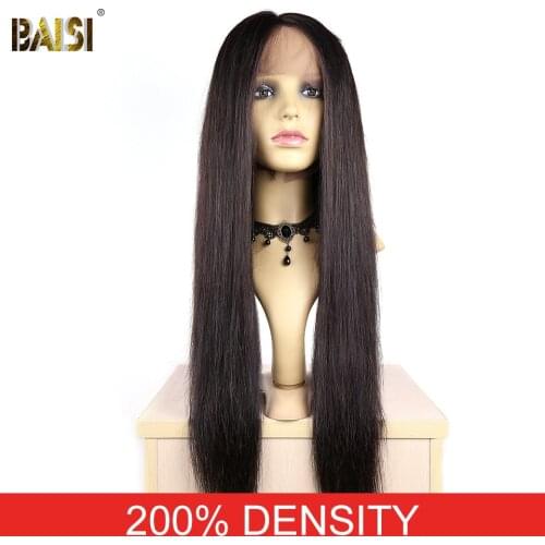 BAISI Hair Brazilian Hair Lace Front Wigs Straight with Pre-Plucked Nature Hairline 200% Density