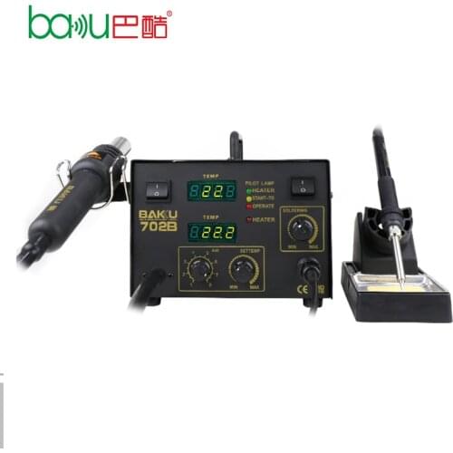 BAKU Double Digital Display SMD Rework Station 2 in 1 Soldering Welding Station With Hot Air Gun And Solder Iron BK 702B