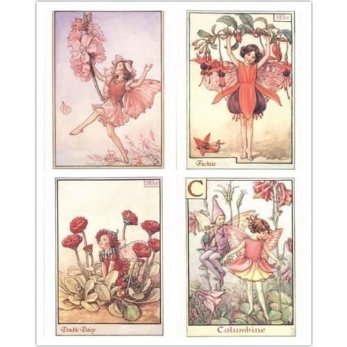 Free shipping Cartoon elf kids painting figure flower canvas prints oil painting on canvas Kids' room wall decoration picture