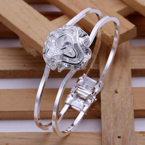 Bangle Silver Plated Bangle Silver Trendy Jewelry Bangle Rose Jewelry Wholesale Free Shipping zmaj LB012