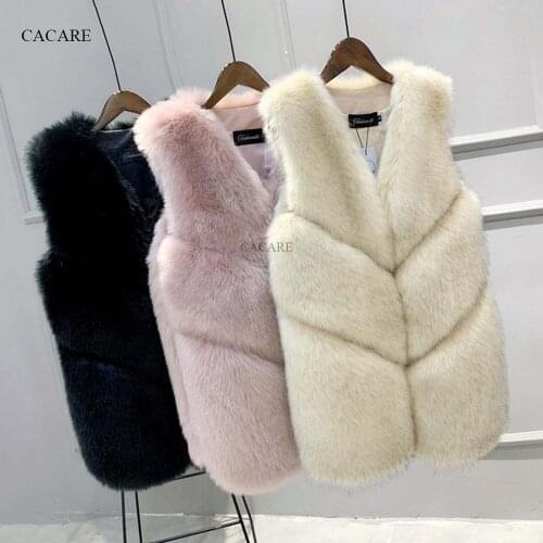 CACARE Faux Fur Coat Vest 2018 Autumn Winter Fluffy Long Fur Coat Fake Fur Jacket Shaggy Cardigan 5 Choices F0138