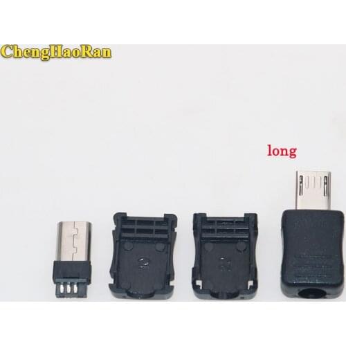 ChengHaoRan 10PCS V8 Long Short Micro USB Male Connector Male Micro USB Jack 5P Plug Socket With Plastic Cover For Kind for DIY