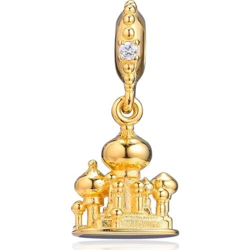 CKK Silver 925 Jewelry Fits Pandora Bracelets Agrabah Castle Dangle Shine Charm Original Beads Sterling Silver Making