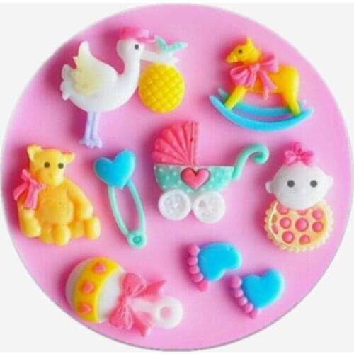 Baby Party 3D Bear Trojan Silicone Fondant Mold For Cake Decorating silicone mold Fondant Cake sugar craft Moulds Tool