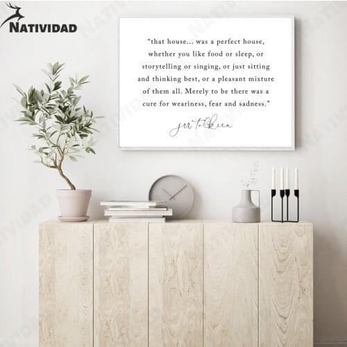 The House Is a Good House Text Canvas Painting Minimalism Home Bedroom Living Room Wall Decoration Poster No Photo Frame