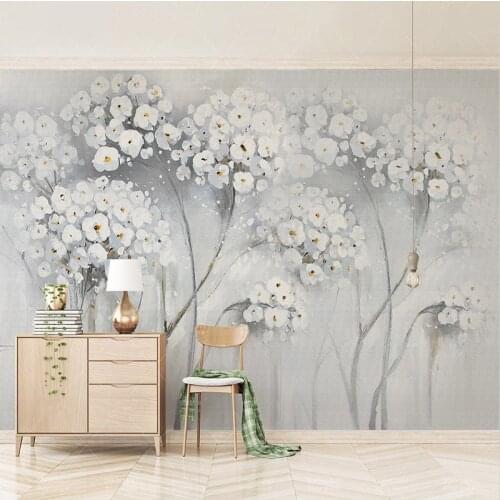 Custom Any Size Murals Wallpaper Modern Beautiful Flowers Oil Painting Wall Cloth Living Room TV Sofa Background Wall Papers 3 D