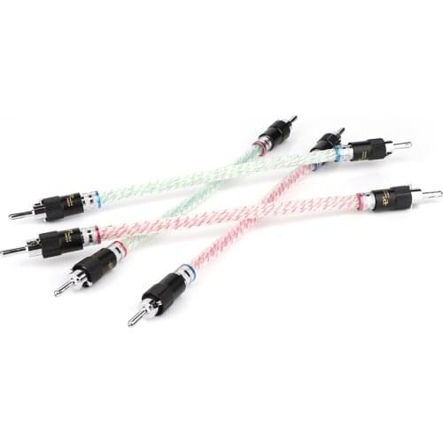 Hi-end Speaker Jumper Link 7N Sliver Plated HiFi Audio Cable For Speakers 4* 20cm Length,Rhodium Plated Banana plug