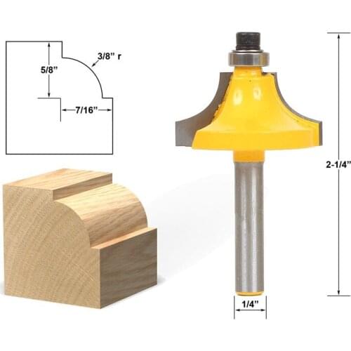 1pcs Round Over Beading Edging Router Bit - 3/8" Radius - 1/4" Shank