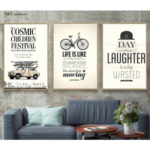 Retro car and bicycle design, printed canvas painting, posters, living room, living room, bedroom wall decoration art painting