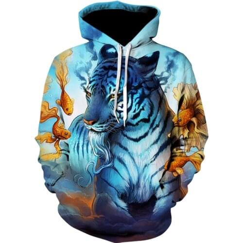 Kawaii clothes autumn winter hoodie men 3d animal Tiger print tracksuit 2021 fashion quality streetwear warm Jackets clothing