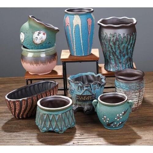 Creative Succulent Flowerpot Green Plant Vase Planter Bonsai Pot macetas Office Desktop Ornaments Ceramic Crafts Garden Art