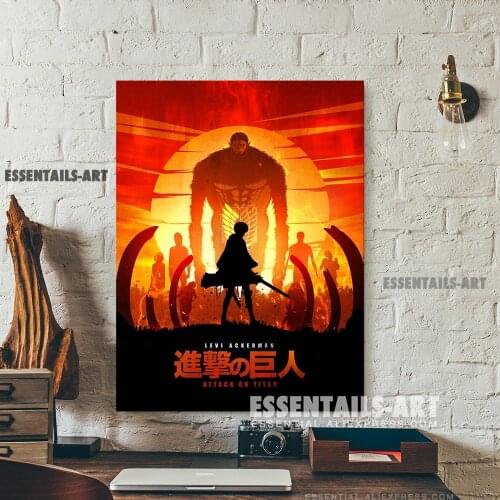 Levi Vs Beast Titan Shingeki no Kyojin Canvas Wall Art Painting Decor Pictures Bedroom Study Studio Print Home Decoration Prints