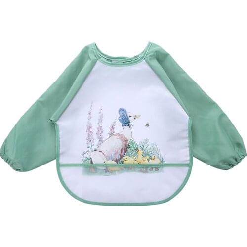 Cute Cartoon Baby Bibs Excellent Craftsmanship Well Durability Waterproof Full Sleeve Paint Coverall Feeding Burp Apron