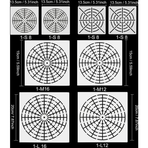 8PCS Reusable Mylar Mandala Dotting Painting Stencils Templates Tools for DIY Craft Furniture Wood Canvas Rocks Fabric Wall Art