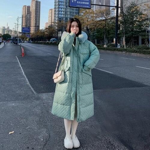 Fashion Winter Jacket Women 90% White Duck Down Coat Female Hooded Natural Fox Fur Collar Warm Long Woman Parkas Casacos WPY3976