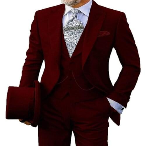 Mens 3-Piece Business Suits Groom Tuxedos Slim Mens Wedding Suits Formal Business Blazer