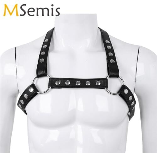 Harness Men Bondage Lingerie Gay Leather Harness Men Body Chest Half Harness Belt Costume Gay Gothic Gay bdsm Bondage Snap Ring