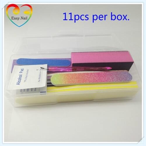 EasyNail 11pcs/set Nail File Set in Plastic Box Nail Buffers Durable Grit Block Manicure Buffer Tools For Professional Nail Art