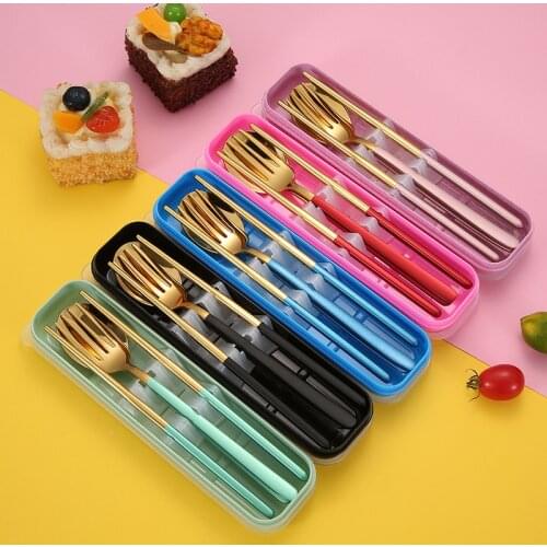 304 Stainless Steel Cutlery Set Flatware Set with Case Reusable Travel Cutlery Set Portable Tableware Set