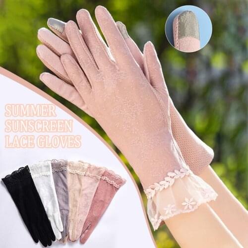 Non-Slip Full Finger Lace Gloves/Driving Sun Gloves /Driving Sweat Gloves for Women Girl MC889
