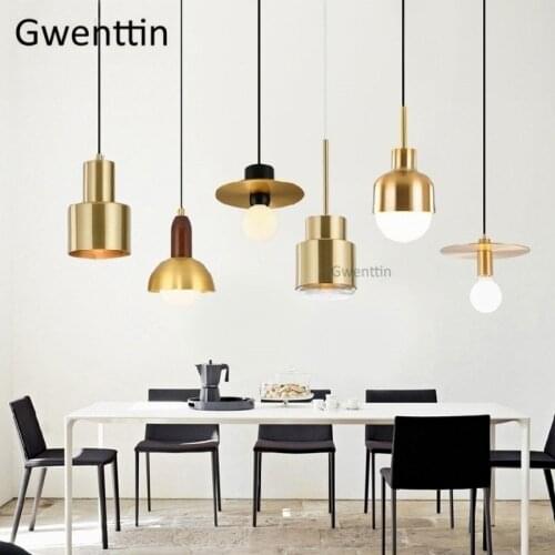 Nordic Brass Gold Pendant Lights Modern Hanging Lamp for Living Room Kitchen Lighting Fixtures Loft Industrial Decor Luminarias