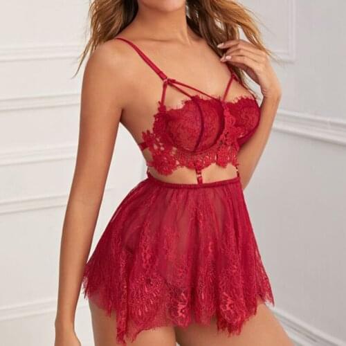 Newly Summer Thin Transparent Lace Suspender Nightdress Ladies Sexys Lingerie