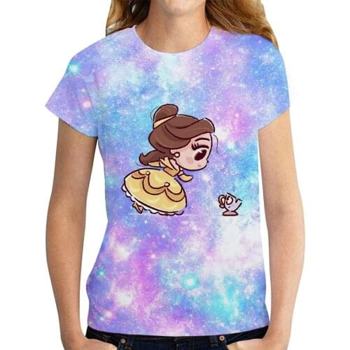 New Princess Kawaii Harajuku T Shirt Women 3d Cute Anime Starry Sky T-shirt Funny Cartoon Graphic T Shirt 90s Fashion Top Tees
