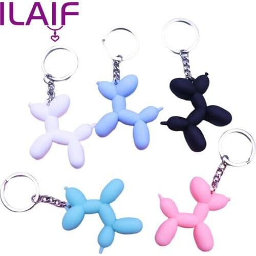 New Fashion Three-Dimensional Cute Balloon Dog Doll Keychain Creative Cartoon Mobile Phone Bag Car Pendant Fun Keychain