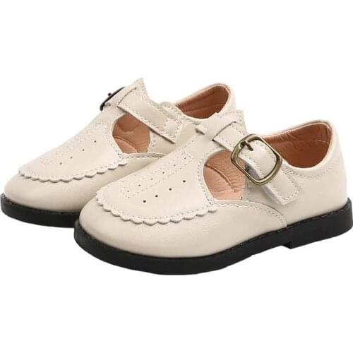 Baby Girls Shoes for Children Wedding Dress Princess School Shoes Kids Hollow Bow-knot Black Student Princess PU Leather Shoes