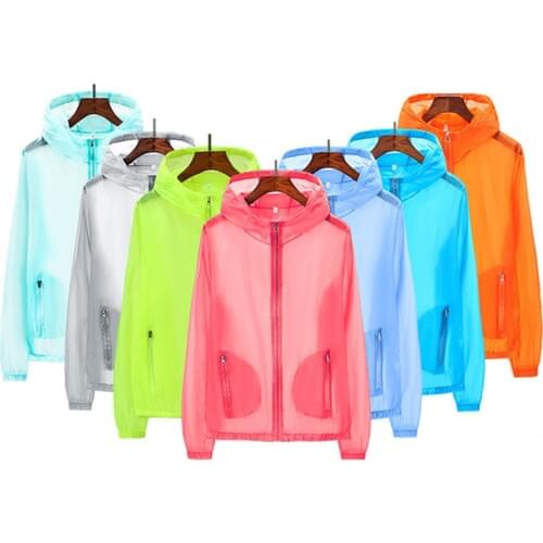 2019 Solid Cycling Tops UV Sun Protect Clothing Running Transparent Long Sleeve Jackets Light Weight Summer Beach Wear Sunscreen