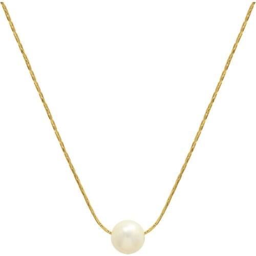 2021 New Arrival 316L Stainless Steel Fashion Simple OL Lady Style Imitation Peal Necklace For Women Girl Trendy Jewelry Gift