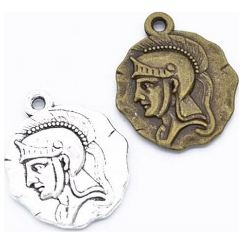 20pcs/lot 24x20mm Antique Silver/Antique Bronze Zinc Alloy Soldiers Coin Charms Pendant For Jewelry Making