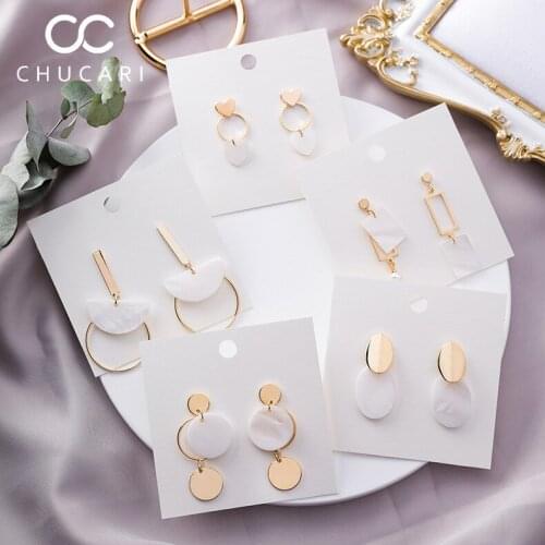 CHUCARI Simple Korean Girl Cute Earring Geometry Circular Triangle Asymmetric Long Tassel Drop Earring Women Fashion Accessories
